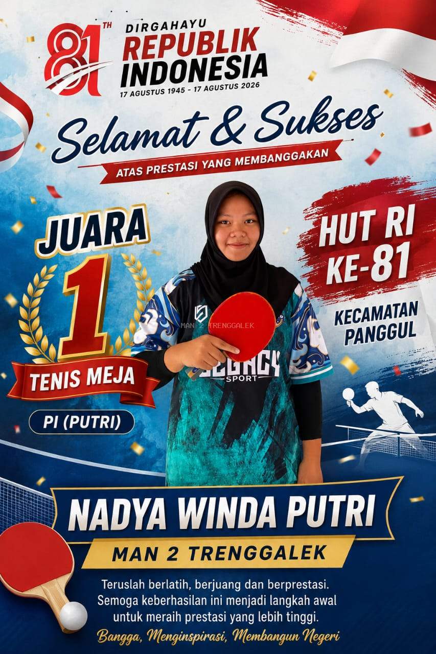 Siswi MAN 2 Trenggalek Raih Juara 1 Tenis Meja dalam Ajang PHBN Kecamatan Panggul