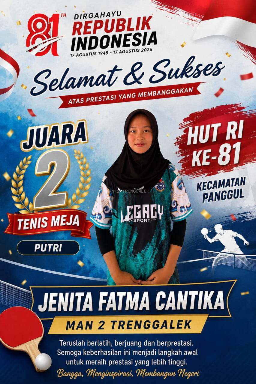 Siswi MAN 2 Trenggalek Raih Juara 2 Tenis Meja dalam Ajang PHBN Kecamatan Panggul